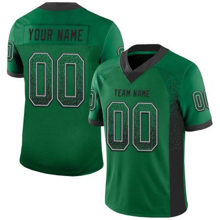 Custom Name & Number Football Jersey - Personalized Kelly Green Black-Gray Mesh Drift Fashion Personalized Kelly Green Black-Gray