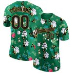 Custom Name and Number Performance T-Shirt with 3D Flowers Design in Kelly Green Black-Old Gold - Team Apparel Personalized