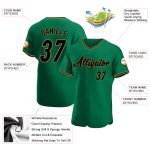 Custom Name and Number Authentic Baseball Jersey - Personalized Kelly Green Black-Old Gold Team Jersey Personalized Kelly
