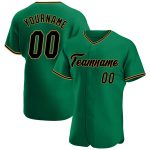 Custom Name and Number Authentic Baseball Jersey - Personalized Kelly Green Black-Old Gold Team Jersey Personalized Kelly