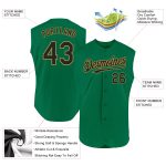 Personalized Authentic Baseball Jersey - Kelly Green Black and Old Gold Sleeveless Design Personalized Kelly Green Black-Old