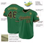Custom Name Number Authentic Throwback Baseball Jersey - Personalized Kelly Green Black Old Gold Personalized Kelly Green