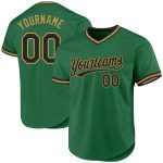 Custom Name Number Authentic Throwback Baseball Jersey - Personalized Kelly Green Black Old Gold Personalized Kelly Green