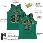 Personalized Kelly Green Black Old Gold Basketball Jersey - Authentic Throwback Design Personalized Kelly Green Black-Old