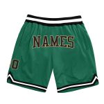 Custom Name and Number Kelly Green Black-Old Gold Authentic Throwback Basketball Shorts - Personalized Team Gear Personalized