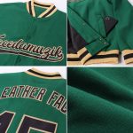 Custom Team Names and Numbers Kelly Green Black-Old Gold Varsity Letterman Bomber Full-Snap Jacket Personalized Kelly Green