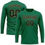 Personalized Salute to Service Long Sleeve Performance T-Shirt - Custom Name and Number in Kelly Green, Black, Old Gold Personalized