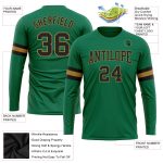 Personalized Salute to Service Long Sleeve Performance T-Shirt - Custom Name and Number in Kelly Green, Black, Old Gold Personalized