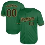 Custom Name Number Throwback Baseball Jersey - Kelly Green Black Old Gold Mesh Authentic Team Jersey Personalized Kelly Green