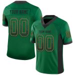 Custom Name and Number Kelly Green Black-Old Gold Drift Fashion Football Jersey - Personalized Team Apparel Personalized