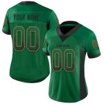 Custom Name and Number Kelly Green Black-Old Gold Drift Fashion Football Jersey - Personalized Team Apparel Personalized