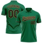 Custom Team Name Number Performance Golf Polo Shirt - Kelly Green Black Old Gold Personalized Kelly Green Black-Old Gold