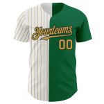 Custom Name Number Baseball Jersey - Kelly Green Black-Old Gold Pinstripe Authentic Fashion Team Jersey Personalized Kelly