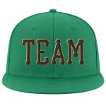 Custom Team Name Number Adjustable Snapback Hat - Kelly Green Black-Old Gold Stitched Design Personalized Kelly Green Black-Old