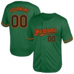 Custom Name and Number Throwback Baseball Jersey - Personalized Kelly Green Black-Orange Mesh Design Personalized Kelly Green