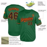 Custom Name and Number Throwback Baseball Jersey - Personalized Kelly Green Black-Orange Mesh Design Personalized Kelly Green