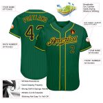 Personalized Authentic Baseball Jersey Custom Name Number Kelly Green Black Pinstripe Black-Gold Personalized Kelly Green