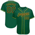 Personalized Authentic Baseball Jersey Custom Name Number Kelly Green Black Pinstripe Black-Gold Personalized Kelly Green