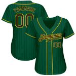 Personalized Authentic Baseball Jersey Custom Name Number Kelly Green Black Pinstripe Black-Gold Personalized Kelly Green