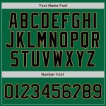 Custom Name and Number Authentic Baseball Jersey in Kelly Green and Black Pinstripe with Old Gold Accents Personalized Kelly