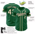 Personalized Black Pinstripe Baseball Jersey with Custom Name & Number, Kelly Green City Design, Authentic Team Gear Personalized