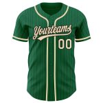 Personalized Black Pinstripe Baseball Jersey with Custom Name & Number, Kelly Green City Design, Authentic Team Gear Personalized
