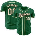 Personalized Black Pinstripe Baseball Jersey with Custom Name & Number, Kelly Green City Design, Authentic Team Gear Personalized