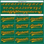 Custom Name and Number Authentic Baseball Jersey in Kelly Green with Black Pinstripes and Gold Accents - Personalized Team Apparel