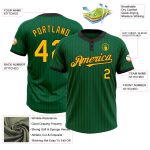 Custom Name and Number Softball Jersey - Personalized Unisex Two-Button Kelly Green Black Pinstripe Personalized Kelly Green