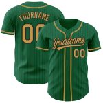 Custom Name and Number Kelly Green Black Pinstripe Old Gold Baseball Jersey - Personalized Authentic Team Jersey Personalized