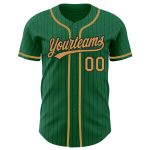 Custom Name and Number Kelly Green Black Pinstripe Old Gold Baseball Jersey - Personalized Authentic Team Jersey Personalized