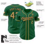 Custom Name and Number Kelly Green Black Pinstripe Old Gold Baseball Jersey - Personalized Authentic Team Jersey Personalized