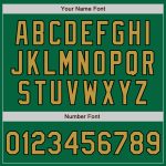 Custom Name and Number Kelly Green Black Pinstripe Unisex Softball Jersey - Two-Button Old Gold Design Personalized Kelly