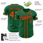 Custom Name and Number Authentic Baseball Jersey - Personalized Kelly Green Black Pinstripe Design Personalized Kelly Green