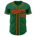Custom Name and Number Authentic Baseball Jersey - Personalized Kelly Green Black Pinstripe Design Personalized Kelly Green