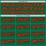 Custom Two-Button Unisex Softball Jersey, Personalized Team Name & Number, Kelly Green with Black Pinstripe and Orange Trim
