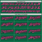 Custom Name and Number Unisex Softball Jersey - Kelly Green with Black Pinstripe and Pink Two-Button Design Personalized