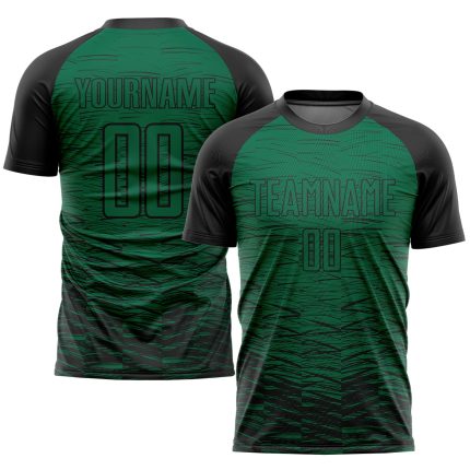 Custom Sublimation Soccer Jersey - Kelly Green and Black Personalized Uniform Personalized Kelly Green Black Sublimation