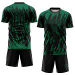 Custom Name and Number Soccer Jersey in Kelly Green Black - Personalized Sublimation Uniform Personalized Kelly Green Black