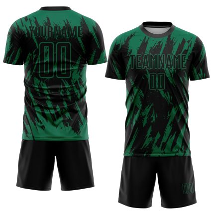 Custom Name and Number Soccer Jersey in Kelly Green Black - Personalized Sublimation Uniform Personalized Kelly Green Black