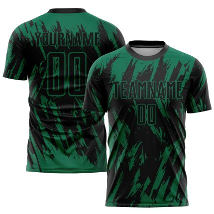 Custom Name and Number Soccer Jersey in Kelly Green Black - Personalized Sublimation Uniform Personalized Kelly Green Black