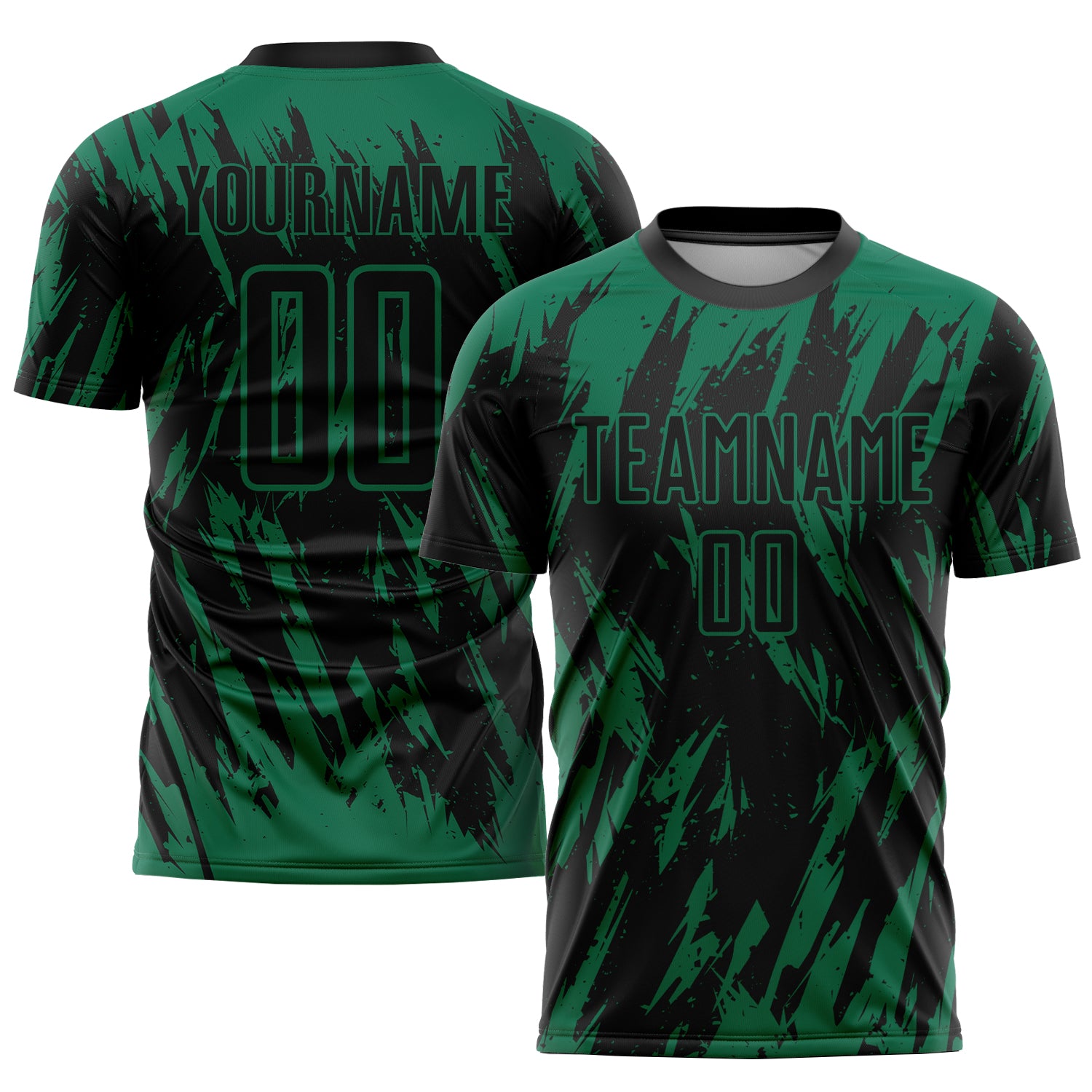Custom Name and Number Soccer Jersey in Kelly Green Black - Personalized Sublimation Uniform Personalized Kelly Green Black
