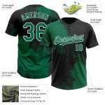 Custom Softball Jersey with Personalized Name & Number, Unisex, 3D Pattern, Kelly Green & Black-White Brush Stroke Design