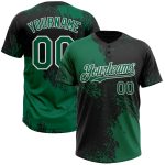 Custom Softball Jersey with Personalized Name & Number, Unisex, 3D Pattern, Kelly Green & Black-White Brush Stroke Design