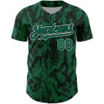 Customizable 3D Pattern Baseball Jersey in Kelly Green and Black-White with Abstract Design - Personalized Name and Number