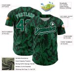 Customizable 3D Pattern Baseball Jersey in Kelly Green and Black-White with Abstract Design - Personalized Name and Number