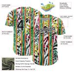 Custom Name Number Baseball Jersey Animal Fur Print 3D Pattern Kelly Green Black White with Leaves Personalized Kelly Green