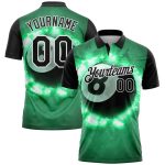 Custom Name Number 8 Ball Billiards Polo Shirt in Kelly Green Black White 3D Pattern - Performance Team Apparel Personalized