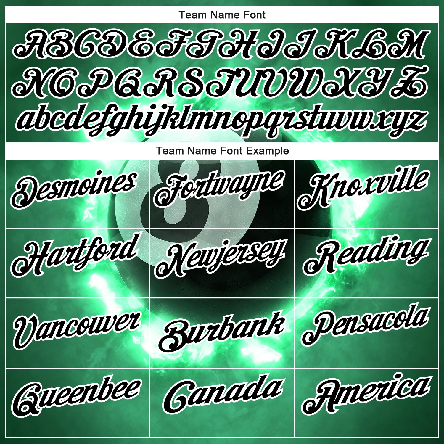 Personalized Kelly Green Black-White 3D Pattern Design Flame Billiards 8 Ball Performance Polo Shirt Team Custom Name and Number Custom Name Number 8 Ball Billiards Polo Shirt in Kelly Green Black White 3D Pattern - Performance Team Apparel Personalized - Image 3