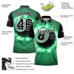 Custom Name Number 8 Ball Billiards Polo Shirt in Kelly Green Black White 3D Pattern - Performance Team Apparel Personalized